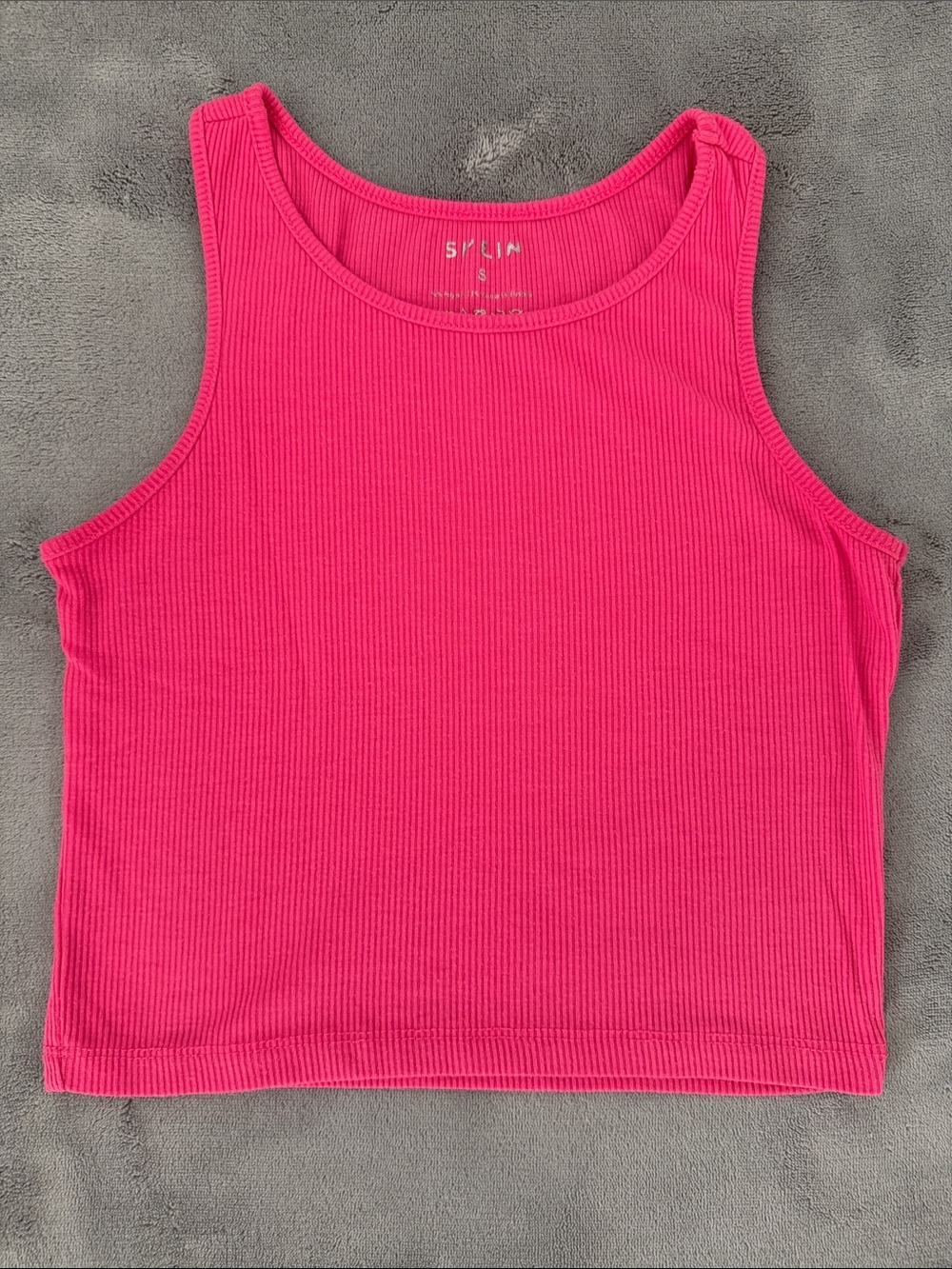 SHEIN Ribbed Tank Top in Bright Pink